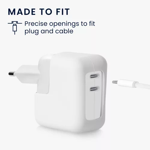 Κάλυμμα φορτιστή Kwmobile για Apple 35W Dual USB-C Power Adapter, Λευκό, Σιλικόνη, KWM000024YY001C