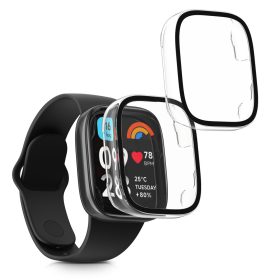   Σετ 2 θήκες Kwmobile με τζάμι ασφαλείας για Xiaomi Redmi Watch 3 Active / Redmi Watch 3 Lite, Διαφανές, Πλαστικό, KWM000024ZD001C