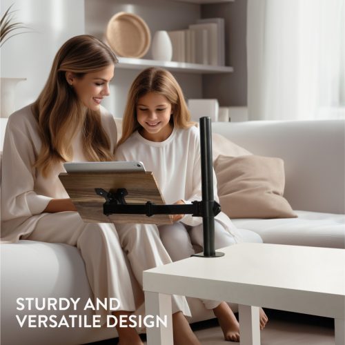 Suport carte cu clema Navaris, lemn de acacia, 34x24 cm, reglabil, maro, lemn