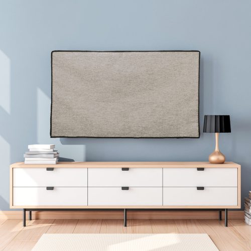Κάλυμμα λινό Kwmobile για τηλεόραση 55 ιντσών, Ανοιχτό καφέ, Ύφασμα, KWM000017VD003C
