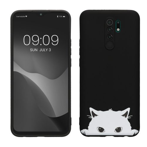 Θήκη Kwmobile για Xiaomi Redmi 9, Μαύρο/Λευκό, Σιλικόνη, KWM000011MO004C