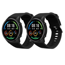   Σετ 2 ιμάντες Kwmobile για Xiaomi Mi Watch/Mi Watch Color Sport, Μαύρο, Σιλικόνη, KWM0000162Q007C