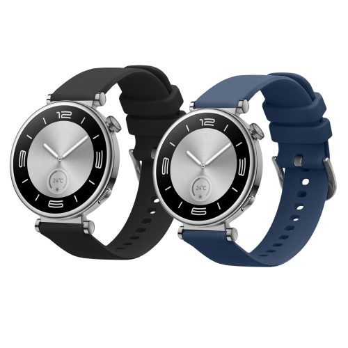 Σετ 2 ιμάντες Kwmobile για Huawei Watch GT 4 (41mm), Μαύρο/Σκούρο Μπλε, Σιλικόνη, KWM0000254B001C