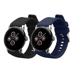   Σετ 2 ιμάντες Kwmobile για Google Pixel Watch 2/Pixel Watch, Μαύρο/Σκούρο Μπλε, Σιλικόνη, KWM0000254I001C