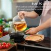 Set 2 tigai mici din fonta Navaris cu baza din lemn, 15.3 cm, pentru gatit, NAV000017YR004C