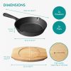 Set 2 tigai mici din fonta Navaris cu baza din lemn, 15.3 cm, pentru gatit, NAV000017YR004C