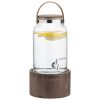 Dozator bauturi Navaris, 5.6L, cu maner piele si suport lemn, robinet inox, NAV000017YH002C