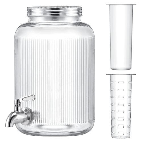 Dozator de bauturi Navaris, 4L, sticla, inox, cu robinet, pentru petreceri, NAV000011FD004C