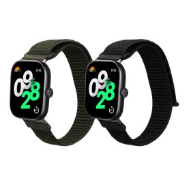   Σετ 2 ιμάντες Kwmobile για Xiaomi Redmi Watch 4 / Band 8 Pro, Μαύρο/Σκούρο Πράσινο, Nylon, KWM000025BE002C