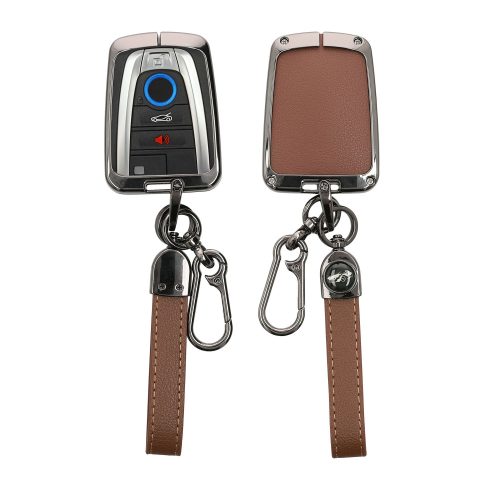 Θήκη κλειδιού αυτοκινήτου Kwmobile για BMW 4 κουμπιά - Smart Key, Καφέ/Γκρι, Ψευδάργυρος, KWM000025BX001C