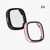Σετ 2 θηκών Kwmobile με γυαλί ασφαλείας για Fitbit Versa 4/Sense 2, Μαύρο/Ροζ, Πλαστικό, KWM000024UJ005C