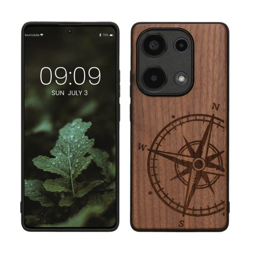 Θήκη Kwmobile για Xiaomi Redmi Note 13 Pro, Καφέ, Ξύλο/Σιλικόνη, KWM000020NA001C