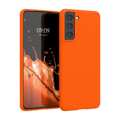 Θήκη Kwmobile για Samsung Galaxy S21, Πορτοκαλί, Σιλικόνη, KWM000012BS040C