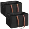 Set 2 cosuri rufe pliabile Navaris, 37 L, manere laterale si snur, 43x31x28 cm, negru, textil