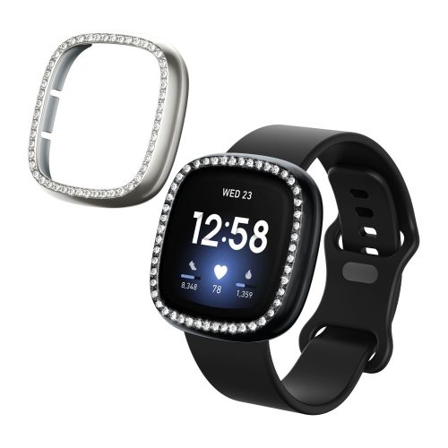 Σετ 2 θηκών Kwmobile για Fitbit Versa 3/Sense, Μαύρο/Ασημί, Πλαστικό, KWM000024ZI002C
