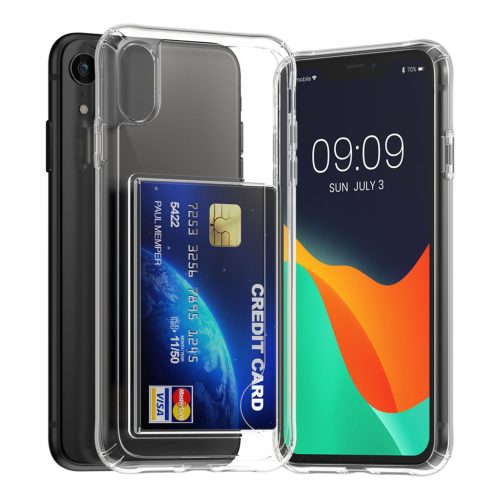 Θήκη Kwmobile με υποδοχή κάρτας για Apple iPhone XR, Διαφανής, Πολυανθρακικό, KWM000022RF001C