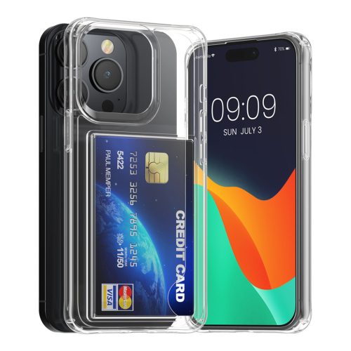 Θήκη Kwmobile με υποδοχή κάρτας για Apple iPhone 14 Pro, διαφανής, πολυανθρακικό, KWM000022RH001C