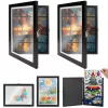 Set 2 rame foto Navaris, deschidere frontala, format A4, schimbare rapida, negru, plastic