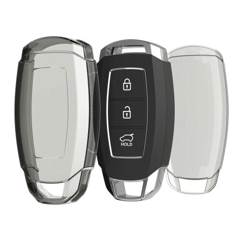 Κάλυμμα κλειδιού αυτοκινήτου Kwmobile για Hyundai 3 κουμπιά - Keyless Go, Διαφανές/Μαύρο, Σιλικόνη, KWM000025JI001C