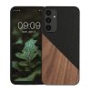 Θήκη Kwmobile για Samsung Galaxy A25, Καφέ/Μαύρο, Ξύλο/Σιλικόνη, KWM000021QX001C