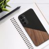 Θήκη Kwmobile για Samsung Galaxy A25, Καφέ/Μαύρο, Ξύλο/Σιλικόνη, KWM000021QX001C