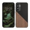 Θήκη Kwmobile για Samsung Galaxy A35, Καφέ/Μαύρο, Ξύλο/Σιλικόνη, KWM000021QY001C