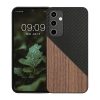 Θήκη Kwmobile για Samsung Galaxy A35, Καφέ/Μαύρο, Ξύλο/Σιλικόνη, KWM000021QY001C
