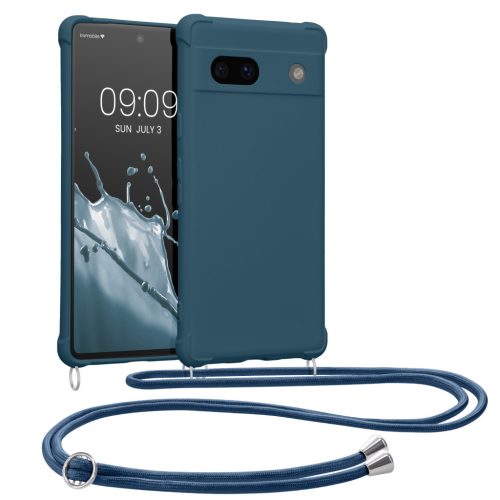 Θήκη Kwmobile με κορδόνι για Google Pixel 7a, σκούρο μπλε, σιλικόνη, KWM000019YH010C