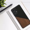 Θήκη Kwmobile για Motorola Moto G24/Moto E14/Moto G04, Καφέ/Μαύρο, Ξύλο/Σιλικόνη, KWM000022RR001C