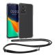 Θήκη Kwmobile με κορδόνι για Motorola Moto G24/Moto E14/Moto G04, Διαφανής/Μαύρη, Σιλικόνη, KWM000022RS001C