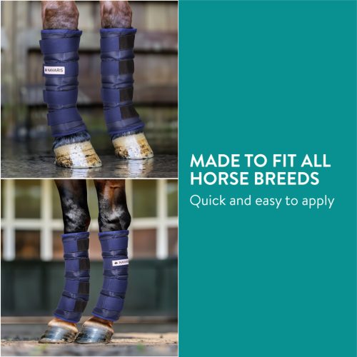 Set 2 bandaje racire picioare cai Navaris, 42x40x2.2 cm, terapie cu gheata, negru, plastic