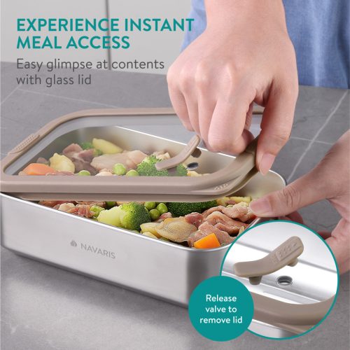 Set 2 Cutii de pranz din otel inoxidabil Navaris, 700 ml, 1000 ml, NAV000039UC001C