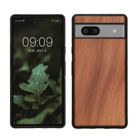   Θήκη Kwmobile για Google Pixel 7a, Καφέ, Ξύλο/Σιλικόνη, KWM000019YJ004C