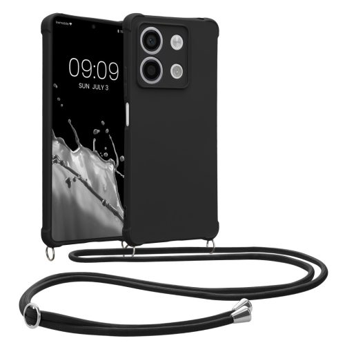 Θήκη Kwmobile με κορδόνι για Xiaomi Redmi Note 13, μαύρη, σιλικόνη, KWM000020NC003C