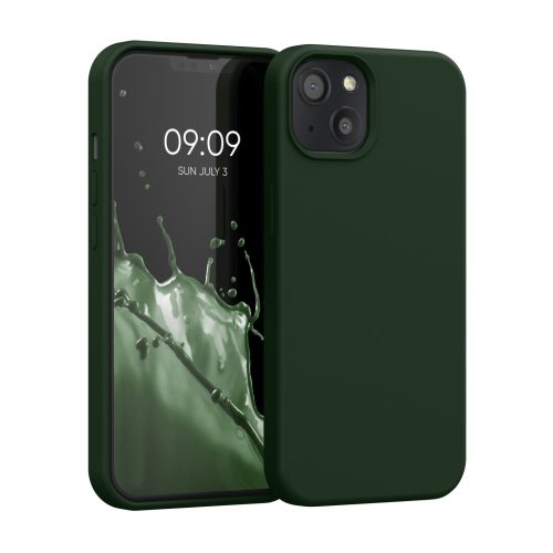 Θήκη Kwmobile για Apple iPhone 13, Σκούρο πράσινο, Σιλικόνη, KWM000013OV096C