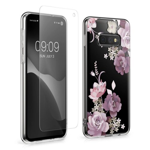 Σετ θήκης και προστατευτικής μεμβράνης Kwmobile για Samsung Galaxy S10e, πολύχρωμη, σιλικόνη/σκληρυμένο γυαλί, KWM000021SI001C