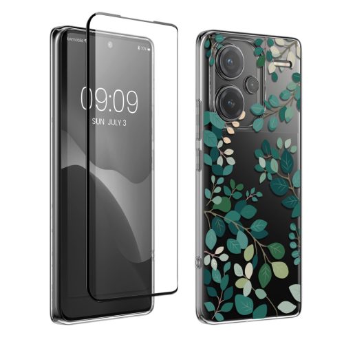 Σετ θήκης και προστατευτικής μεμβράνης Kwmobile για Xiaomi Redmi Note 13 Pro Plus 5G, πολύχρωμη, σιλικόνη/σκληρυμένο γυαλί, KWM000020OY001C