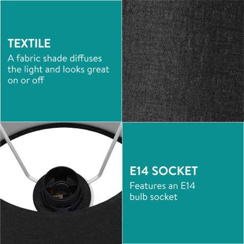 Set 2 Abajururi, E14, Negru/Alb, Navaris, NAV000012AE007C