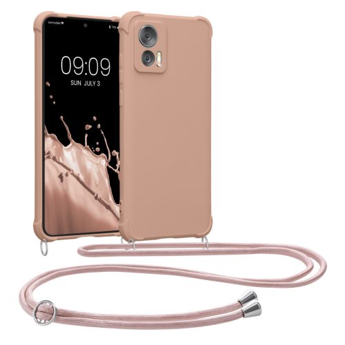 Θήκη Kwmobile με κορδόνι για Motorola Edge 30 Neo, Κρεμ, Σιλικόνη, KWM0000199S004C