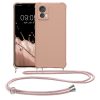Θήκη Kwmobile με κορδόνι για Motorola Edge 30 Neo, Κρεμ, Σιλικόνη, KWM0000199S004C
