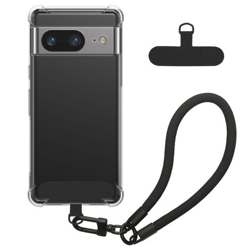 Θήκη Kwmobile με αποσπώμενο κορδόνι για Google Pixel 7, Διαφανής/Μαύρη, Σιλικόνη, KWM000020PC001C