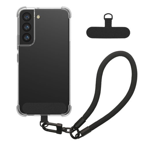 Θήκη Kwmobile με αποσπώμενο κορδόνι για Samsung Galaxy S22, Διαφανής/Μαύρη, Σιλικόνη, KWM000021UH001C