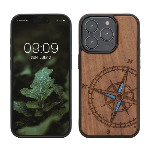 Θήκη Kwmobile για Apple iPhone 15 Pro, Καφέ, Ξύλινη/Σιλικόνη, KWM000020EI002C