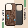 Θήκη Kwmobile για Apple iPhone 15 Pro, Καφέ, Ξύλινη/Σιλικόνη, KWM000020EI003C