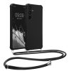 Θήκη Kwmobile με κορδόνι για Samsung Galaxy A35, μαύρη, σιλικόνη, KWM000021TN001C