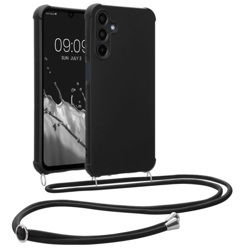 Θήκη Kwmobile με κορδόνι για Samsung Galaxy A15 5G, μαύρη, σιλικόνη, KWM000021UN001C