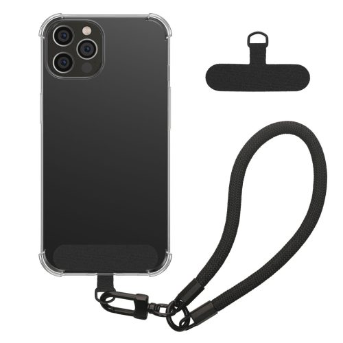 Θήκη Kwmobile με αποσπώμενο κορδόνι για Apple iPhone 12 Pro, Διαφανής/Μαύρη, Σιλικόνη, KWM000022TO001C
