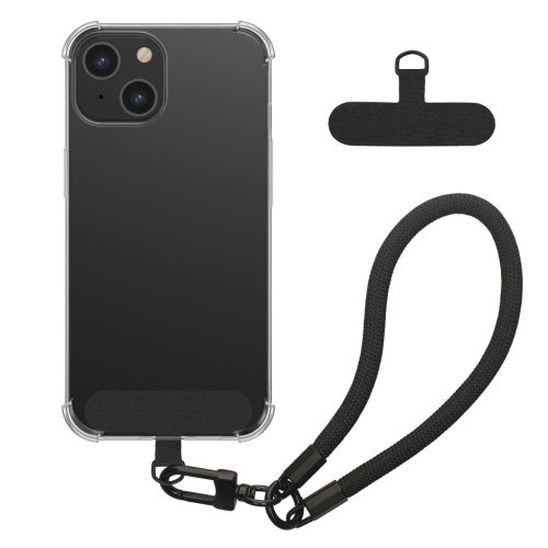 Θήκη Kwmobile με αποσπώμενο κορδόνι για Apple iPhone 15, Διαφανής/Μαύρη, Σιλικόνη, KWM000022TP001C