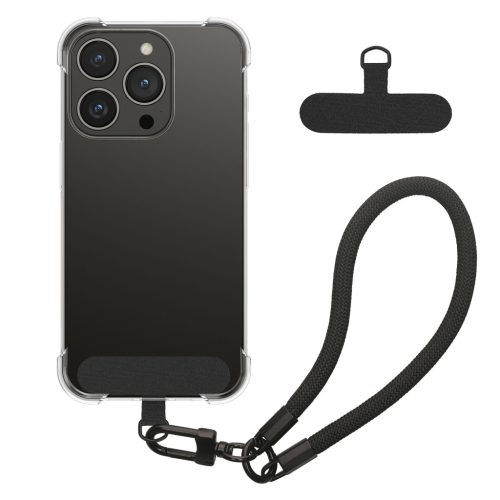Θήκη Kwmobile με αποσπώμενο κορδόνι για Apple iPhone 15 Pro, Διαφανής/Μαύρη, Σιλικόνη, KWM000022TQ001C