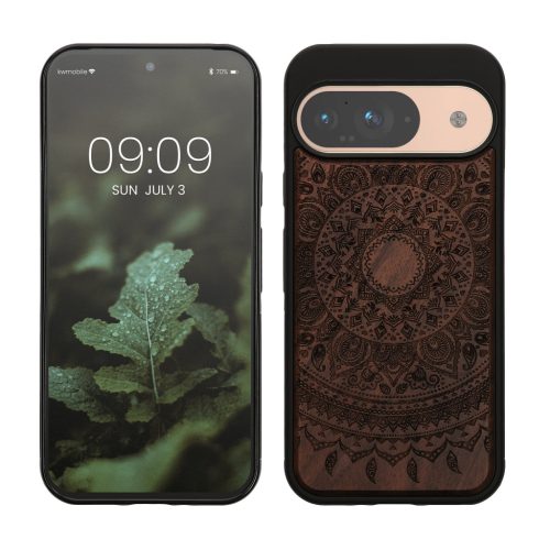 Θήκη Kwmobile για Google Pixel 9/Pixel 9 Pro, Καφέ, Ξύλινη/Σιλικόνη, KWM000020PT003C